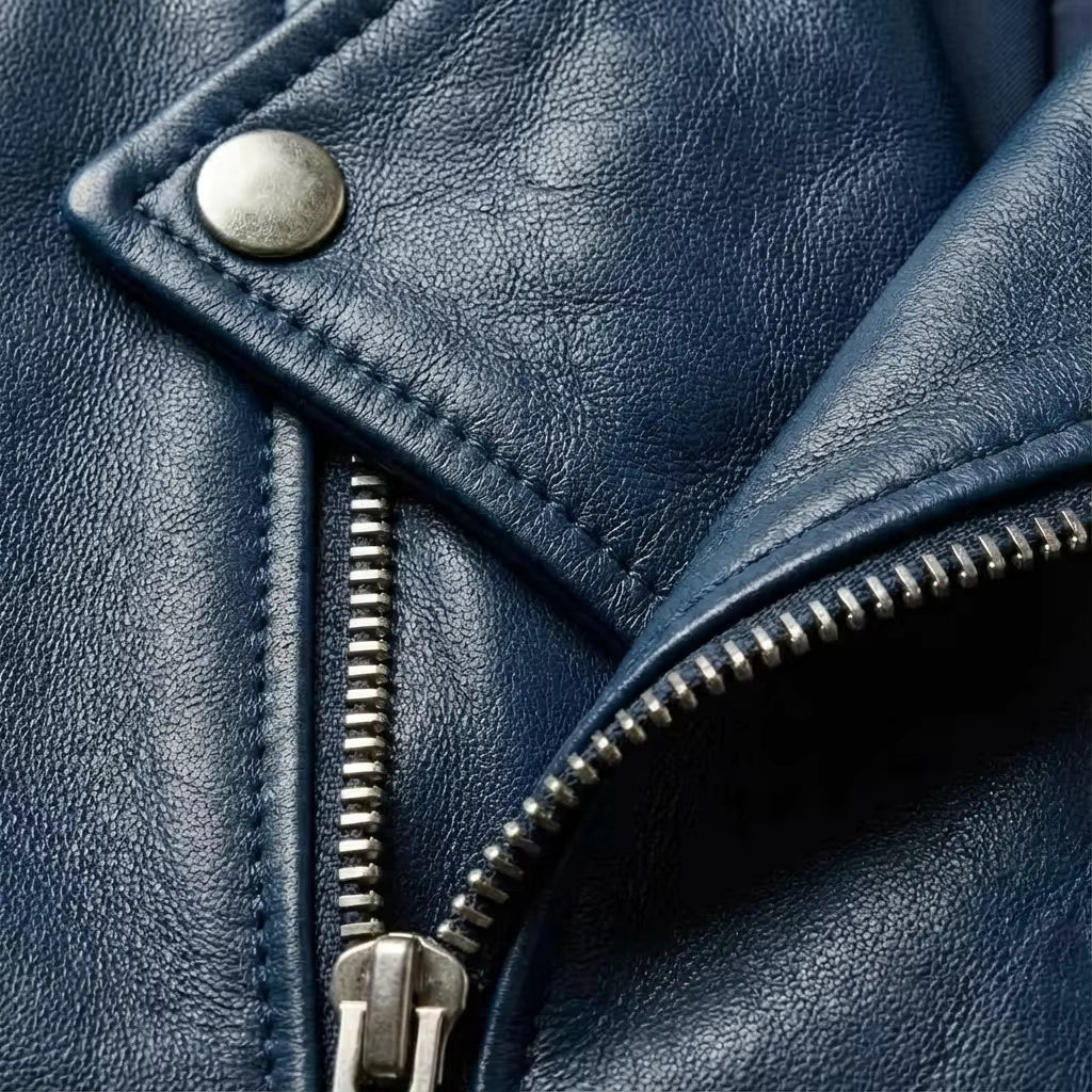 Edward Blue Biker Jacket