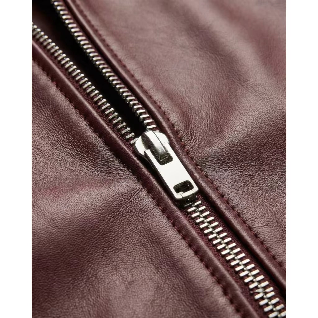 George Maroon Leather Jacket