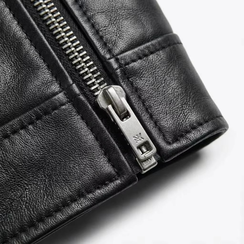 Henry Black Leather Biker Jacket