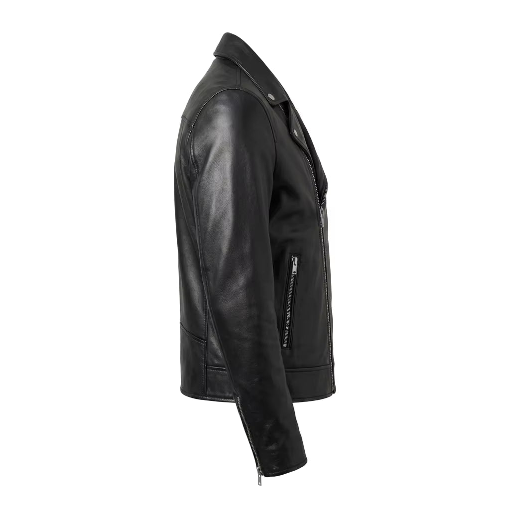 Henry Black Leather Biker Jacket