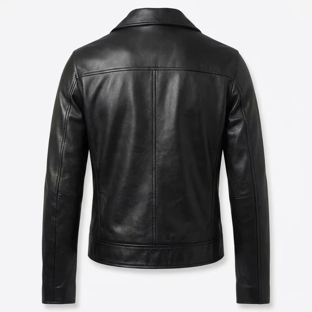 Henry Black Leather Biker Jacket