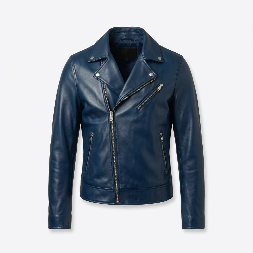 Edward Blue Biker Jacket