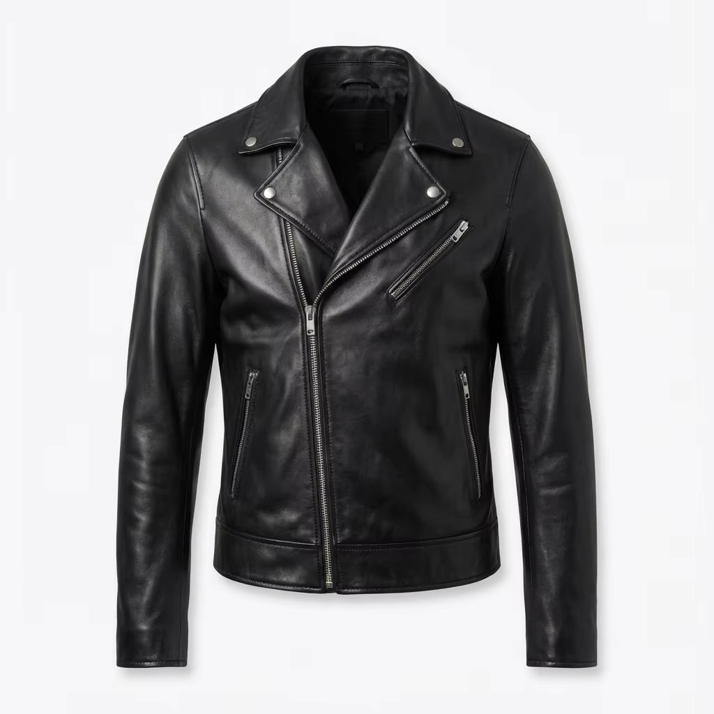 Henry Black Leather Biker Jacket