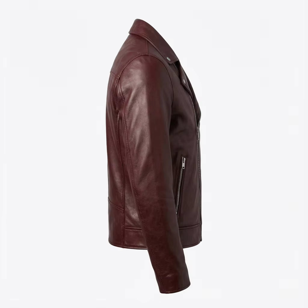 Philip Maroon Biker Jacket