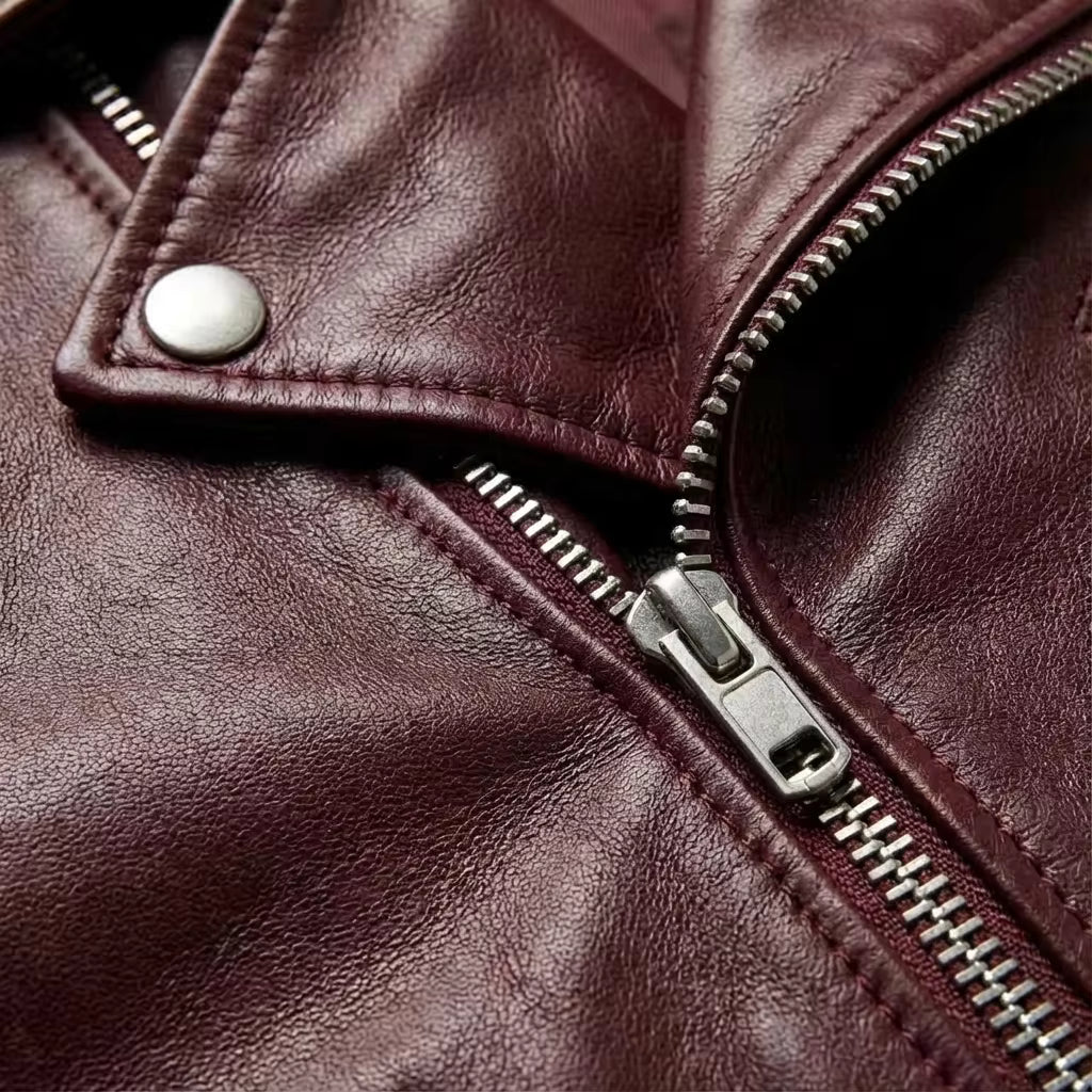 Philip Maroon Biker Jacket