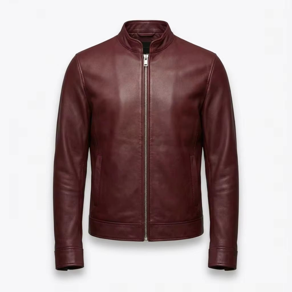 George Maroon Leather Jacket
