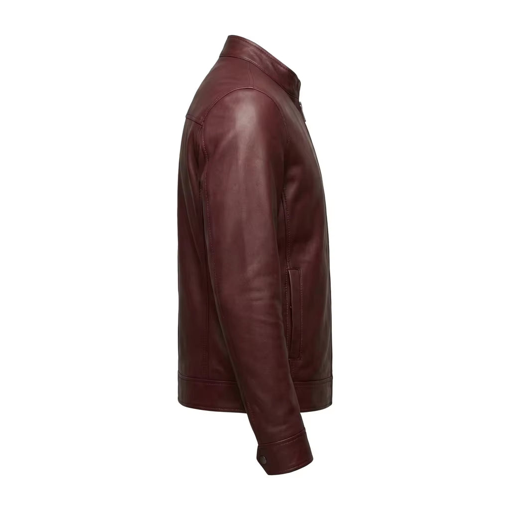 George Maroon Leather Jacket