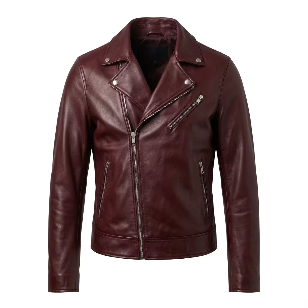 Philip Maroon Biker Jacket